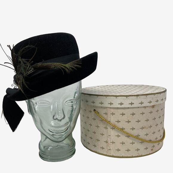 Peachbloom Velour Union Made Swagger Black with Vintage Hat Box - Picture 3 of 16